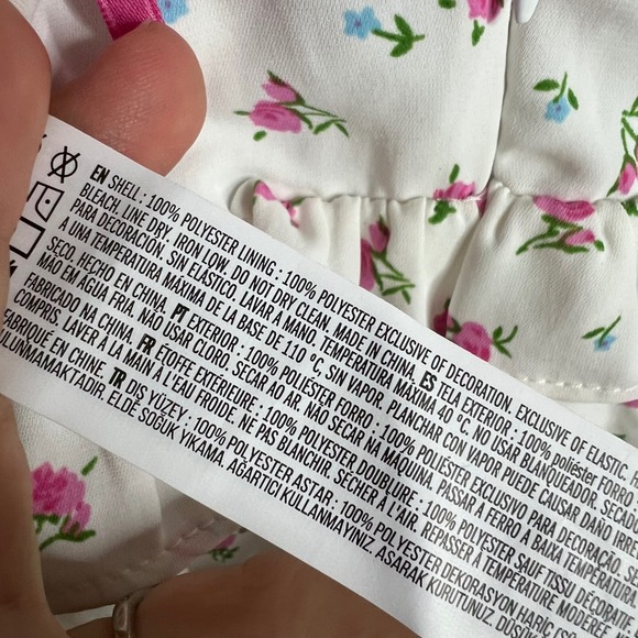 Betsey Johnson Forever 21 Dress Sz L White Floral Butterfly Coquette Ruffle NWT - Picture 4 of 12